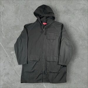 Supreme Jacket‎ Mens Medium Black Twill Zip Parka Coat FW16 Multipocket Utility